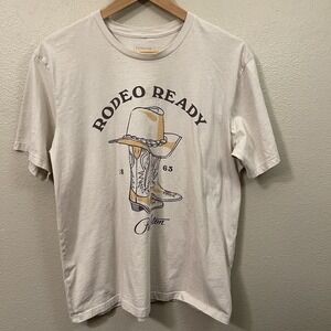 Pendleton Rodeo Ready Cowboy Graphic T-Shirt Beige Western Sz M-L / XL Tag- READ